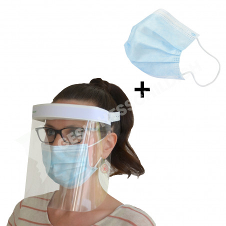 Kombipaket - 6 Gesichtsschilder L & 50 Hygienemasken